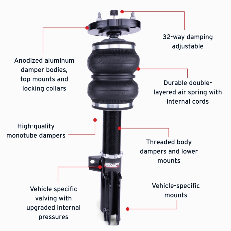 Ford Mustang Air Suspension Kit - Front - Air Lift - Double Bellows, Adjustable Camber, 32-Level Damping - `05-`14